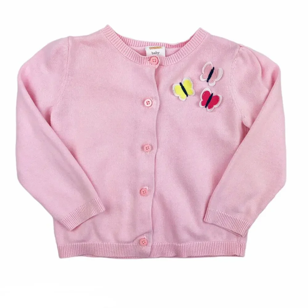 Gymboree Pink Butterfly Cardigan Sweater Size 18-24 Months
